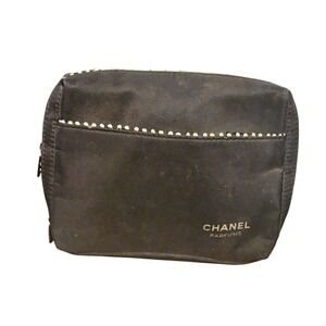 CHANEL‎ Parfums Black Cosmetic Bag Pouch Travel Makeup Case Toiletry Organizer